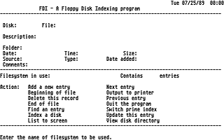 FDI - a Floppy Disk Indexing Program — screenshot 1